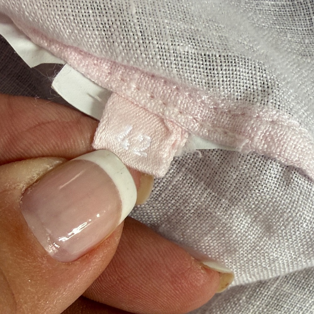 120% LINO Light Pale Pink Sleeveless Tie-Front Linen Top 42 Small, worn once - Picture 3 of 5